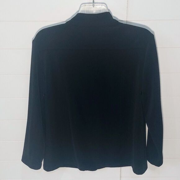 Chico's Jacket Women's 3 Metal Twist Closure Mock Neck Black Modern Minimalist - Picture 2 of 11